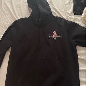 Obey Black Hoodie with Pink Floral Design